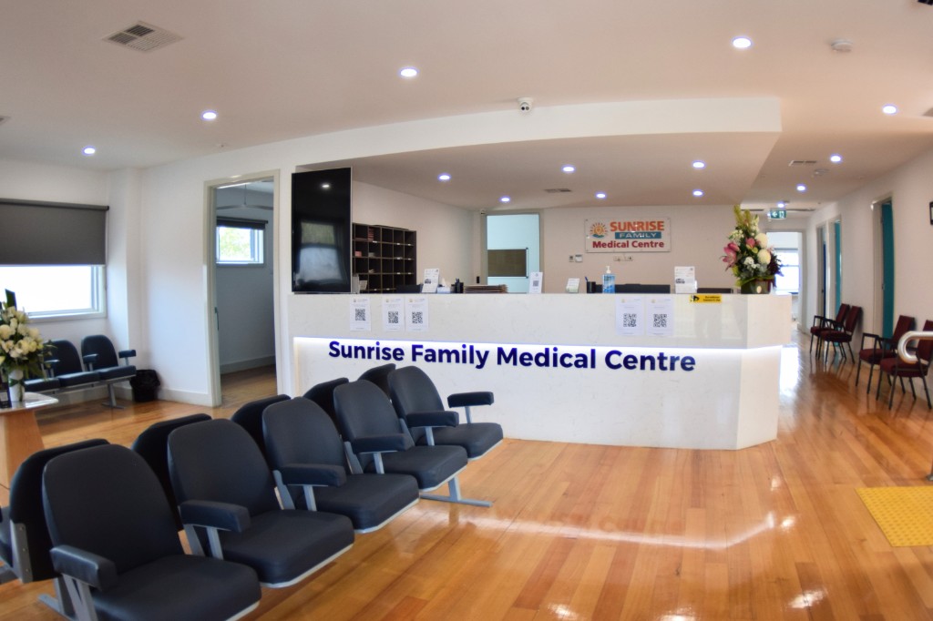 Reception and waiting area at Sunrise Family Medical Centre