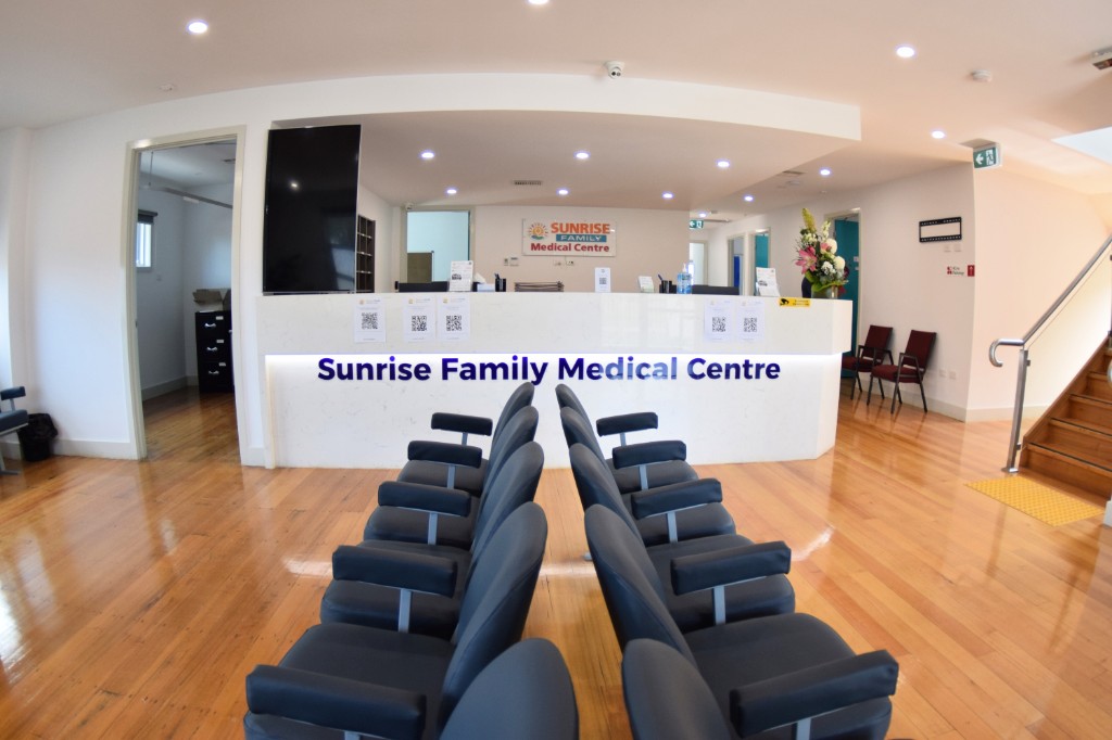 Hallway and examination room at Sunrise Family Medical Centre